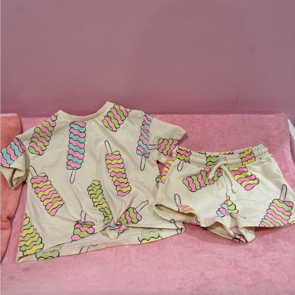 Zara Kids Ice Cream Print Matching Set - Cream, Pink, Green, Blue